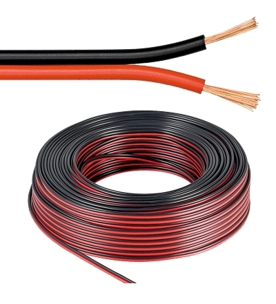 25m Litzenkabel 2x 0,75qmm Ring Rot-Schwarz Litze 100% CU