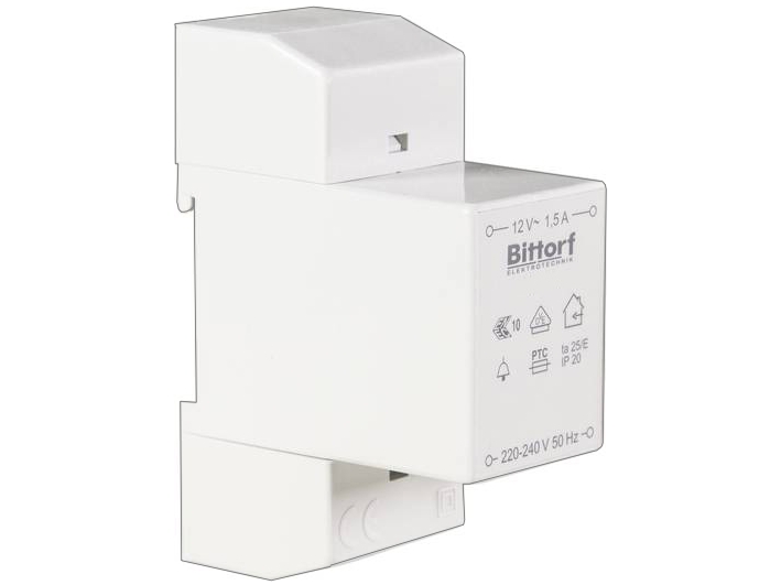 12VAC_klingeltrafo_Universal_43-810-00410 12V Klingeltrafo Hutschiene 12VAC 18Watt 1,5A Hutschienentrafo