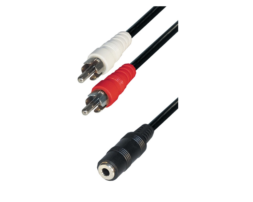 1,5m Klinkenkabel 3,5mm Klinkenkupplung auf 2x Cinchstecker