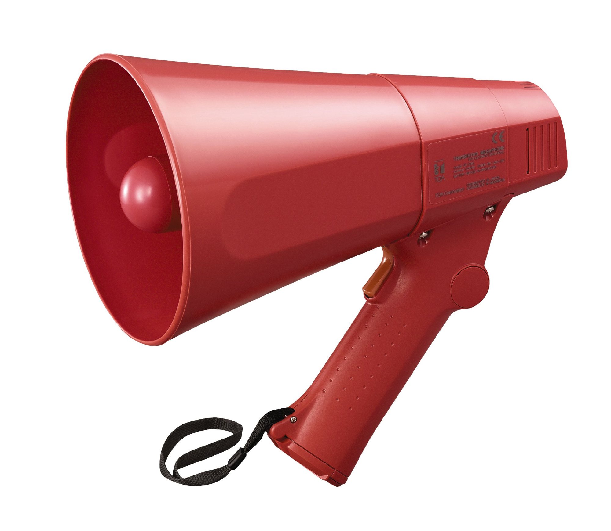 Rotes_Megafon_ER520S_TOA_83-797-00330 Megafon ER-520R 10W ROTES Handmegafon mit Sirene und einer Reichweite bis 250m