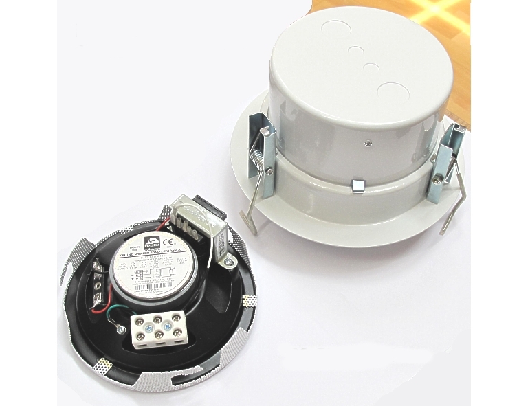 190mm ELA Deckenlautsprecher RGS5FT/EN 100V 6/10W EN54-24 mit Keramikklemme und Feuerschutztopf Weiss