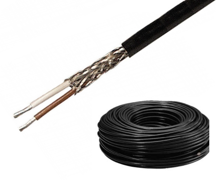 Geschirmtes_Kabel_DMX_oder_Mikrofonkabel_42-686-00235 100m Mikrofonkabel 2x0,5qmm Schwarz 6mm geschirmtes NF-Kabel auch für DMX geeignet