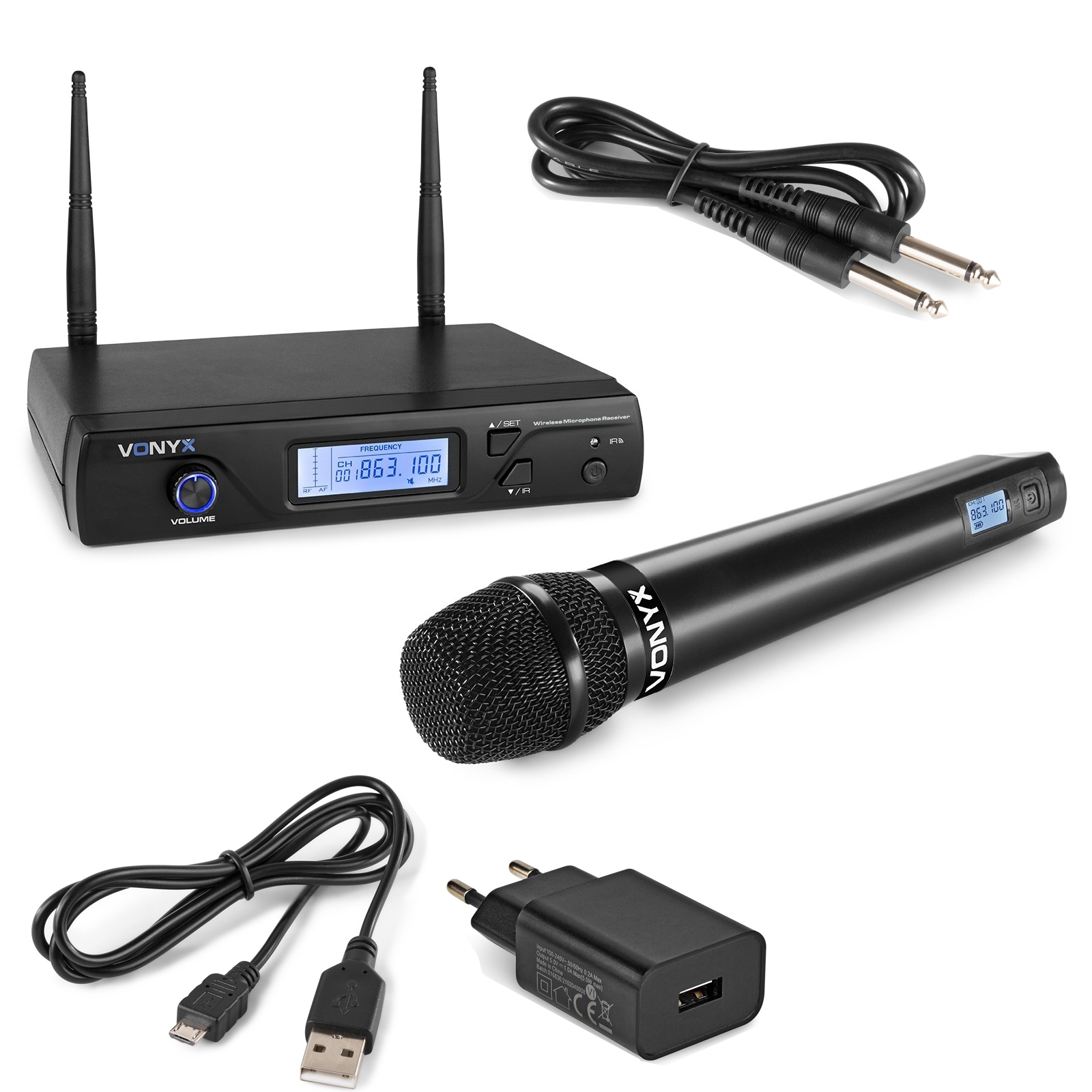 Funkmikrofon Set VHF 863Mhz 1K Empfänger mit 1x Funkmikro Netzteil Antennen VHF61 Funkmikrofon Set VHF 863Mhz 1K Empfänger mit 1x Funkmikro Netzteil Antennen VHF61