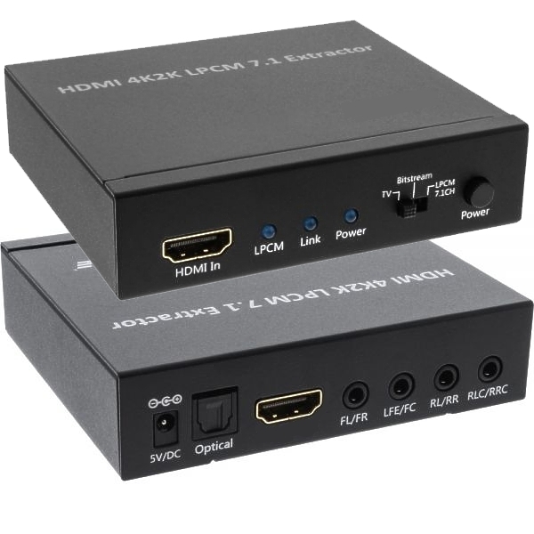 Medienkonverter Audiowandler HDMI auf Audio Klinke Toslink und HDMI