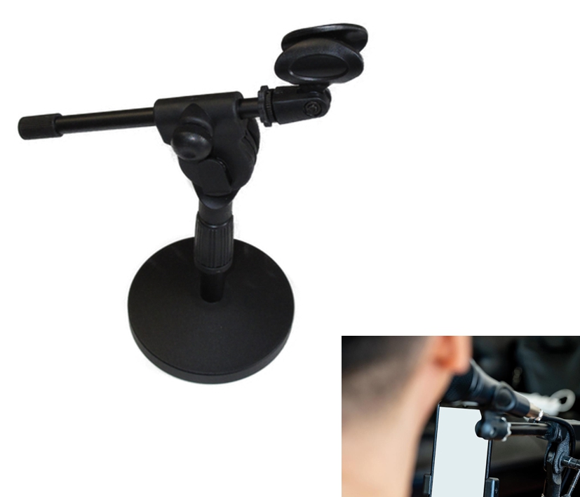 Mikrofon Tischstativ Tischständer mit Rundplatte Höhe 250-400mm mit Mikrofonhalter