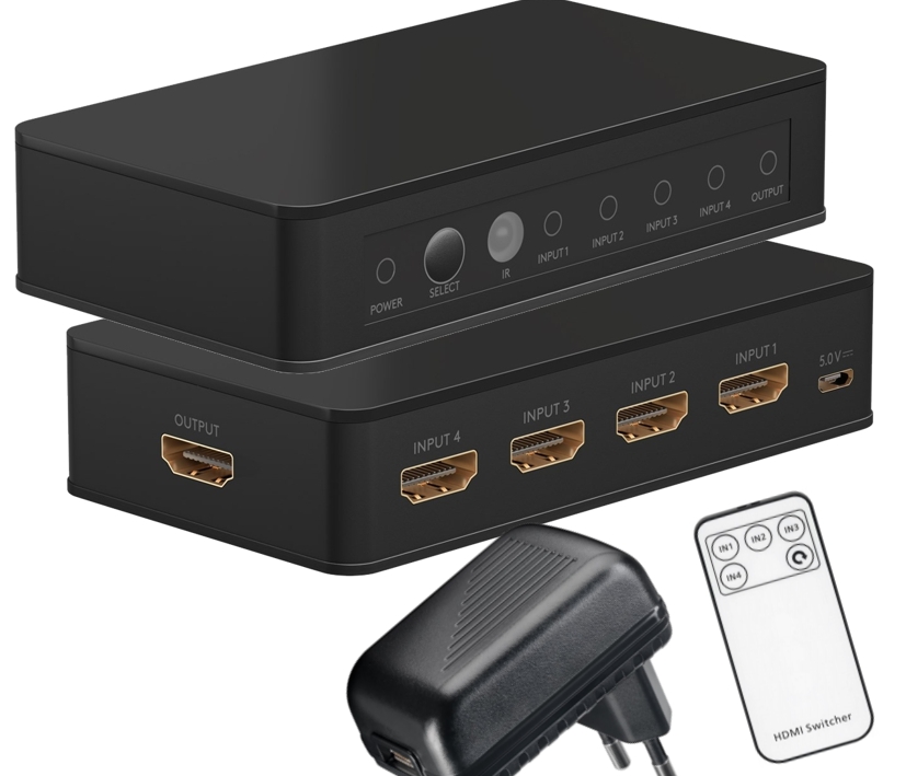 HDMI Switch 4xIN auf 1xOut HDMI Umschalter 4K 2K 3D HD mit Fernbedienung