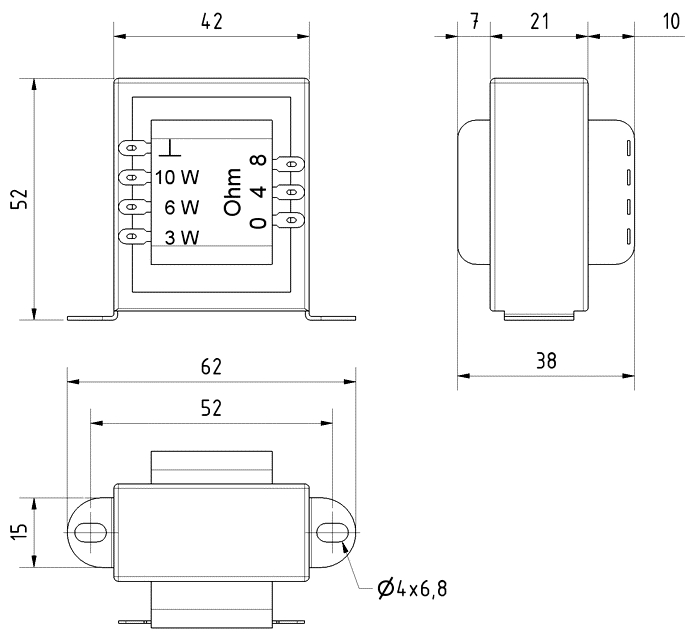 10W ELA Trafo 100V Übertrager Lötösen