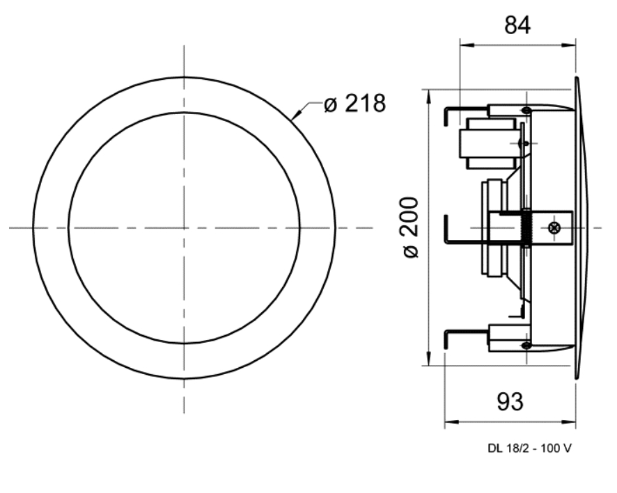 218mm Deckenlautsprecher DL18-2-100V Weiss 20W rms 2-Wege-Koaxiallautsprecher in HiFi-Qualität