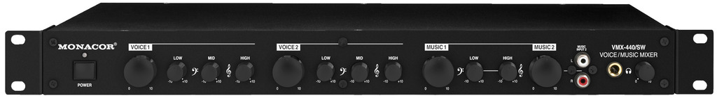 Mischpult Mixer 4-Kanal 19zoll 1HE mit 2xLine und 2x Mikrofon Eingängen