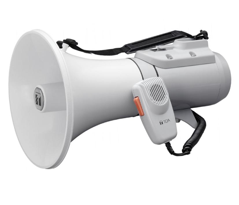 Schultermegaphone_ER-2215_83-797-00160_2024 Megafon ER-2215 Schultermegafon Handmikrofon mit Spiralkabel Reichweite bis 400m